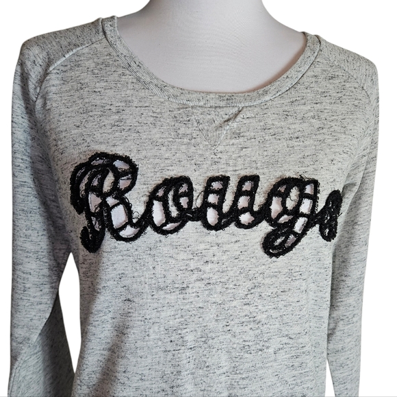 Maison Scotch La Femme Selon Marie Gray Black Rouge Sweatshirt Sz 2 US M Sweater - Picture 2 of 14